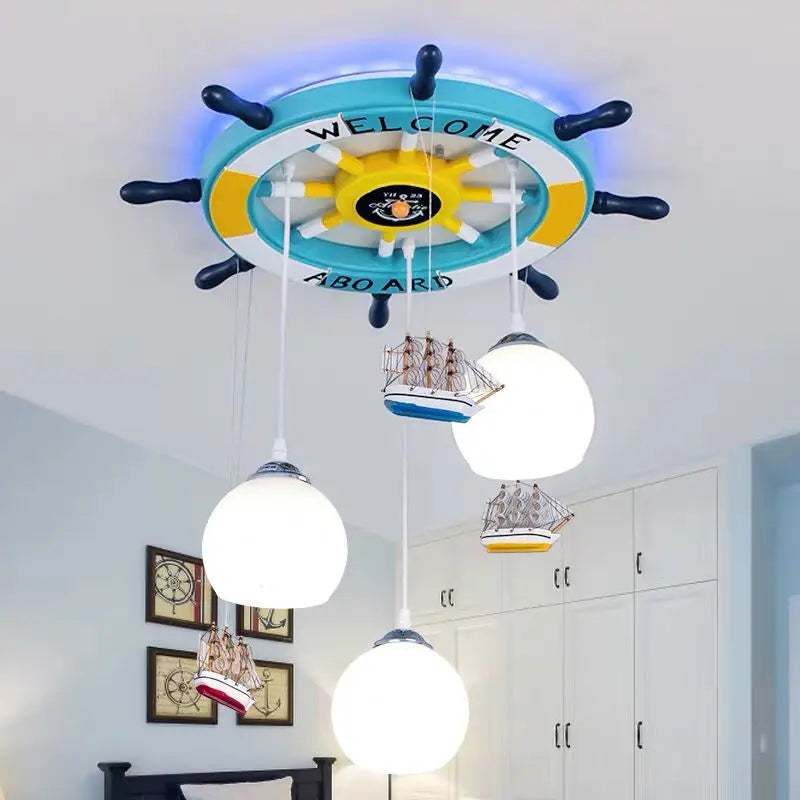 lustre méditerranéen gouvernail avec rétro-éclairage rgb pour enfants - vue 6 sur 9