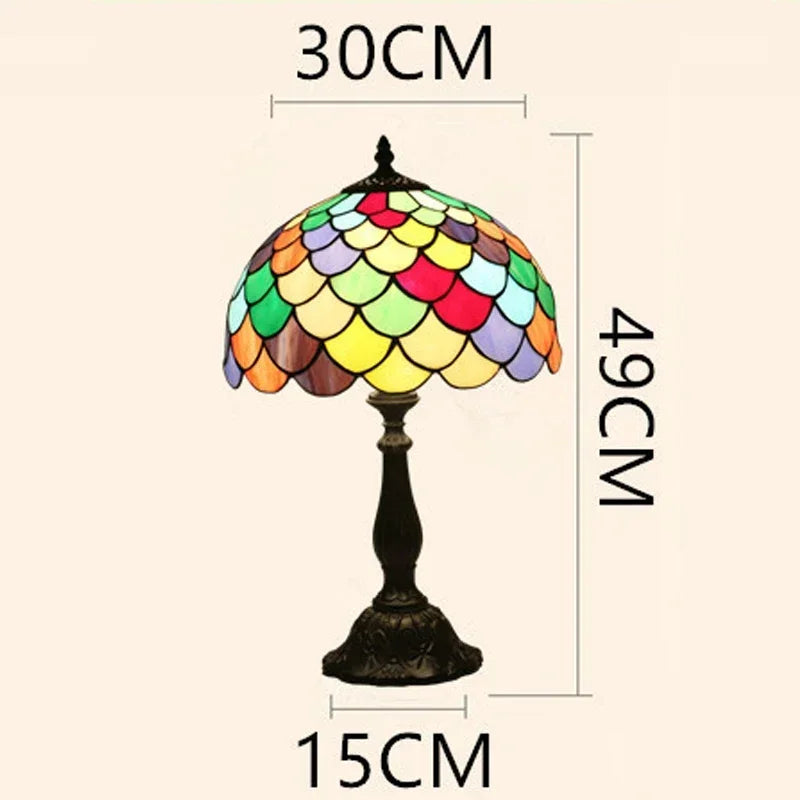 lampe de table rétro méditerranéenne en verre teinté LED - vue 3 sur 6