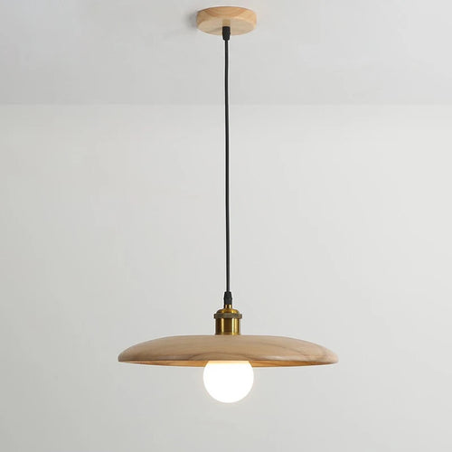 Lampe de style idyllique soucoupe volante bois lampes suspendues E27 Table à manger décor lumière Restaurant chevet salon de thé chapeau lampe suspendue - vue 3 sur 12