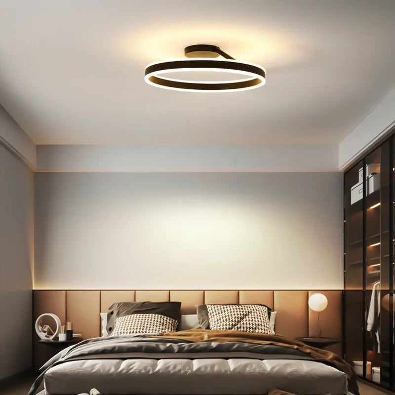 lustre nordique led réglable anneau suspension lumière décor - vue 4 sur 12