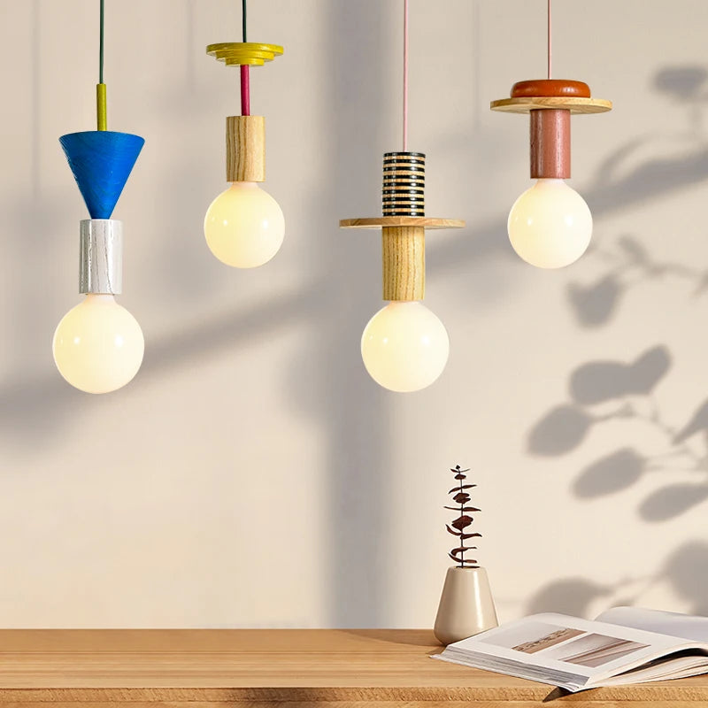 lustre en bois moderne avec led pour maison - vue 2 sur 13
