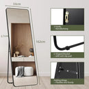 Full Length Mirror 162x53cm Full Body Mirror Rectangle Free Standing Wall Mounted Leaning Hanging Floor Mirrors, Black/Gold