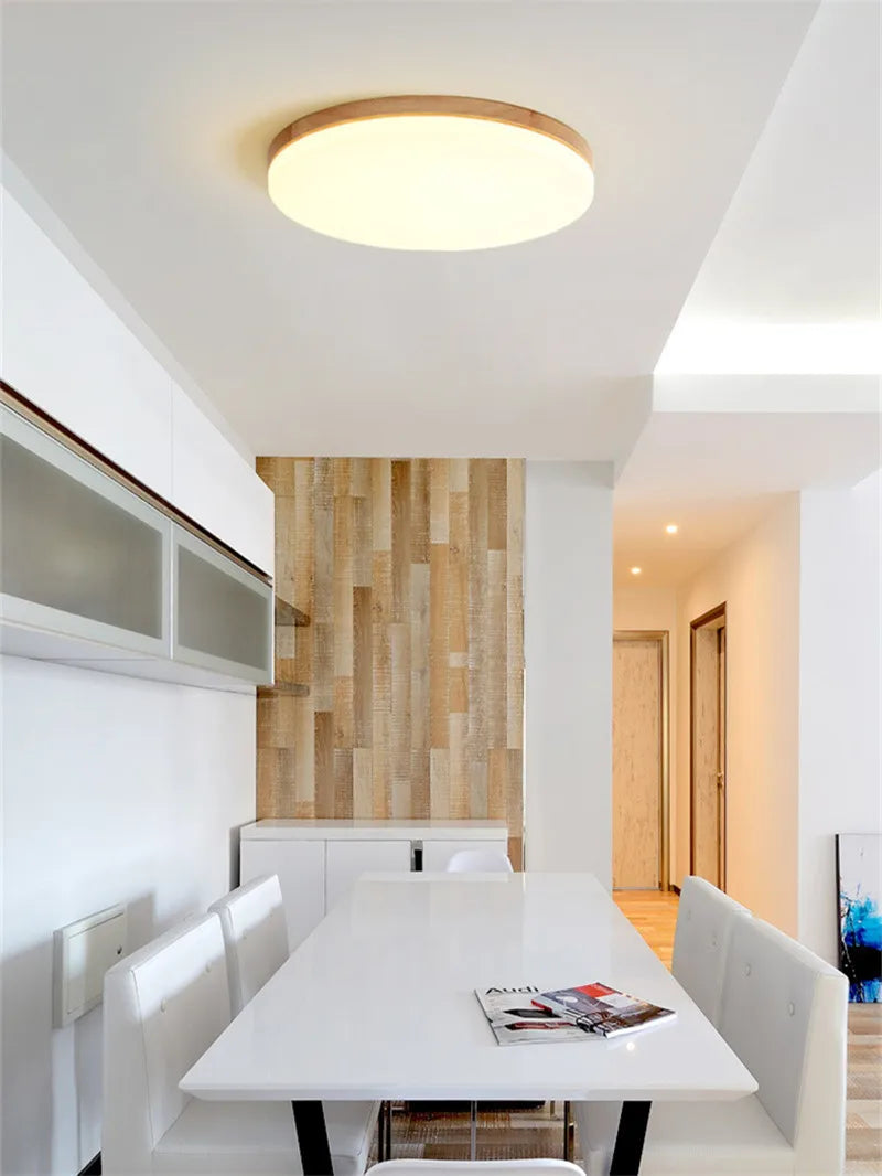 plafonnier led moderne en bois massif idéal pour décorer - vue 8 sur 7