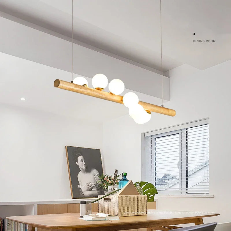 lustre japonais en bois massif design créatif éclairage tendance - vue 5 sur 10