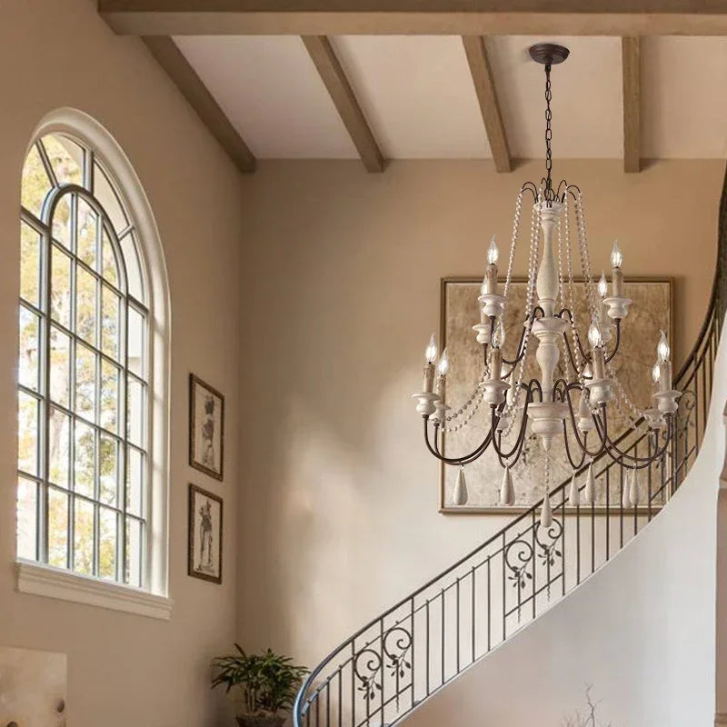 lustre en bois rétro pour décoration intérieure élégante - vue 7 sur 16