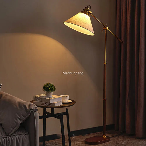 lampadaire bois massif abat-jour pied moderne