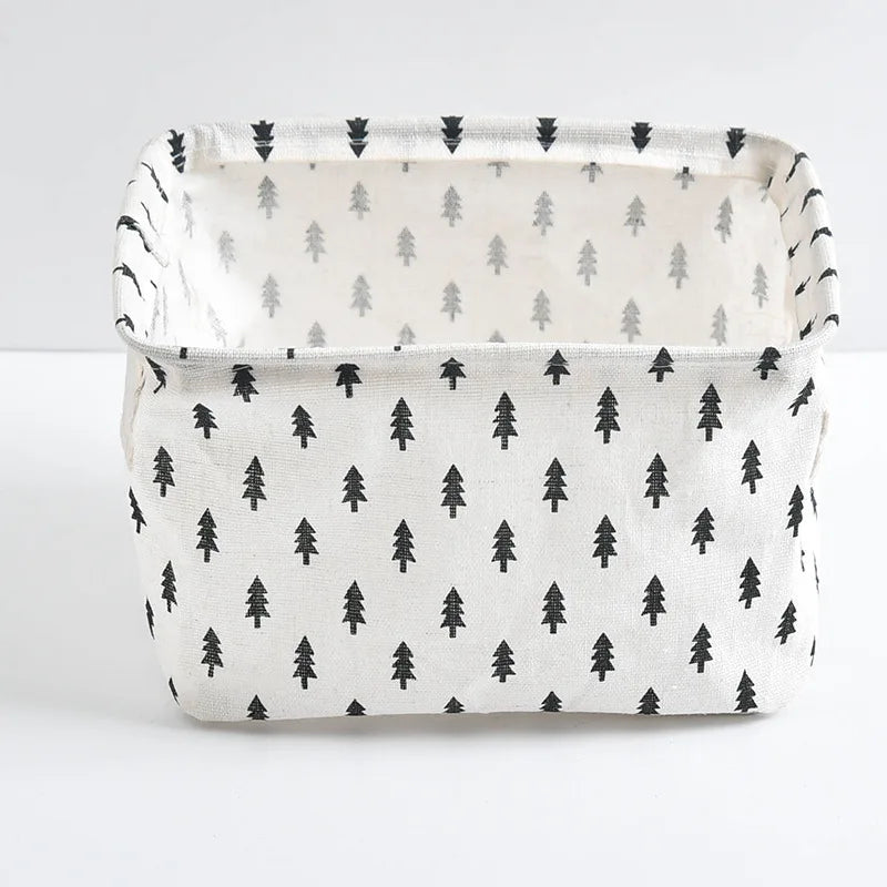 panier de rangement pliable en toile avec poignée coton et lin - vue 21 sur 22