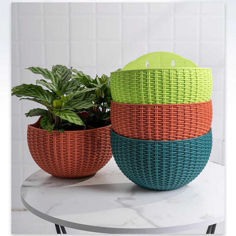 European Wall Mounted Hydroponic Plant Pot, Semi-Circular, Hanging Flower Basket, Balcony, Lazy Wall Mounted, No Drilling, Decor - vue 1 sur 16