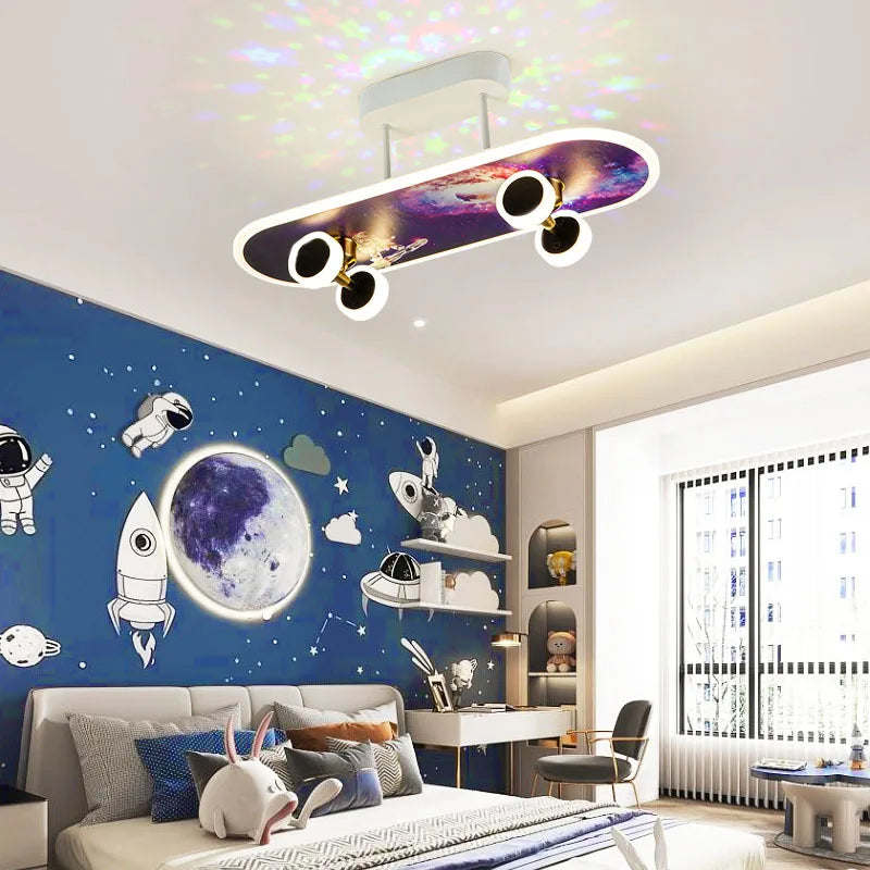 plafonnier créatif en forme de skateboard design moderne pour enfants - vue 4 sur 19