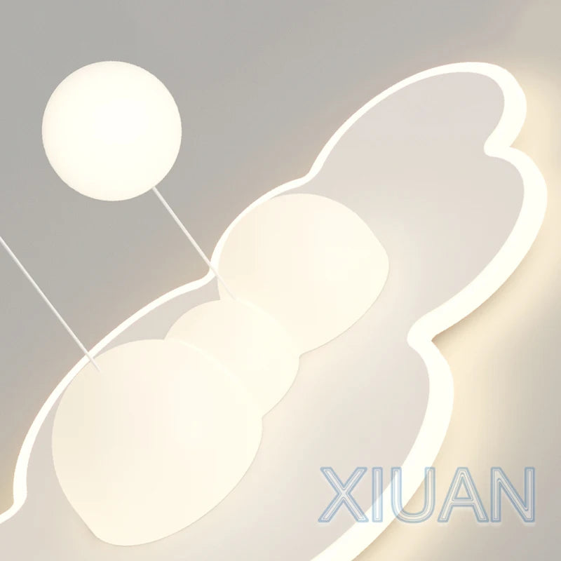 Minimalist Children's Room Ceiling Lamps Hanging Ball Bubble Droplight White Cloud Bedroom Chandelier Light Living Room Indoor - vue 6 sur 9