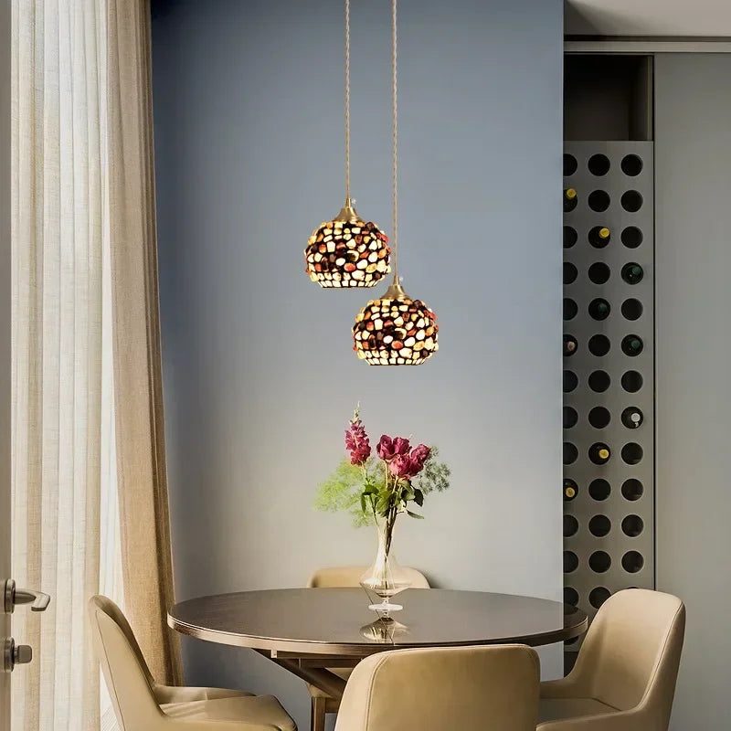 lustre en verre coquillage pour un décor bohème nordique - vue 5 sur 9