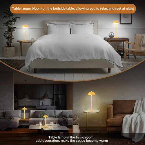 SUBORT Lampe de Table pour Chambre à Coucher Lampe Tactile sans Fil Rechargeable Camping Champignon Lampe créative Lumière d'ambiance USB-C Lampe de Bureau - vue 4 sur 8