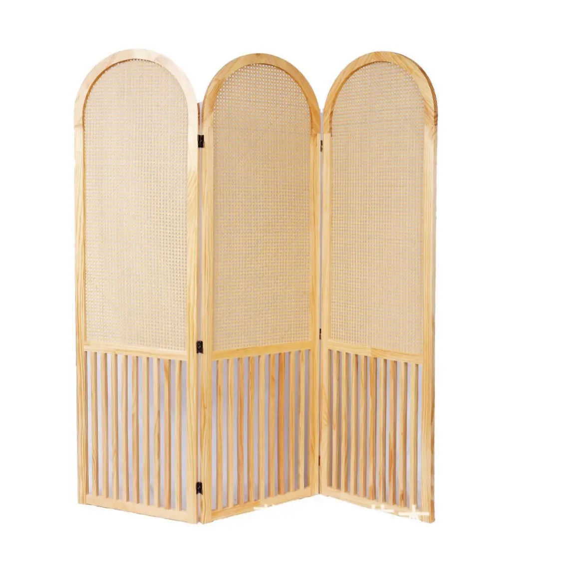 French rattan woven screen, solid wood, foldable, movable fireplace, covering living room decoration, simple home entry - vue 5 sur 9