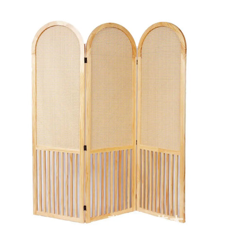 French rattan woven screen, solid wood, foldable, movable fireplace, covering living room decoration, simple home entry - vue 6 sur 9