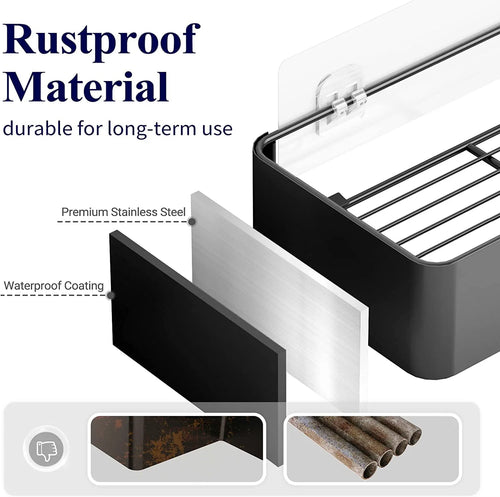 Shower Caddy - 2 Pack Rustproof Shower Organizer, Drill-Free &amp; Quick-Dry Shower Shelf for Inside Shower with 4 Hooks - vue 4 sur 6