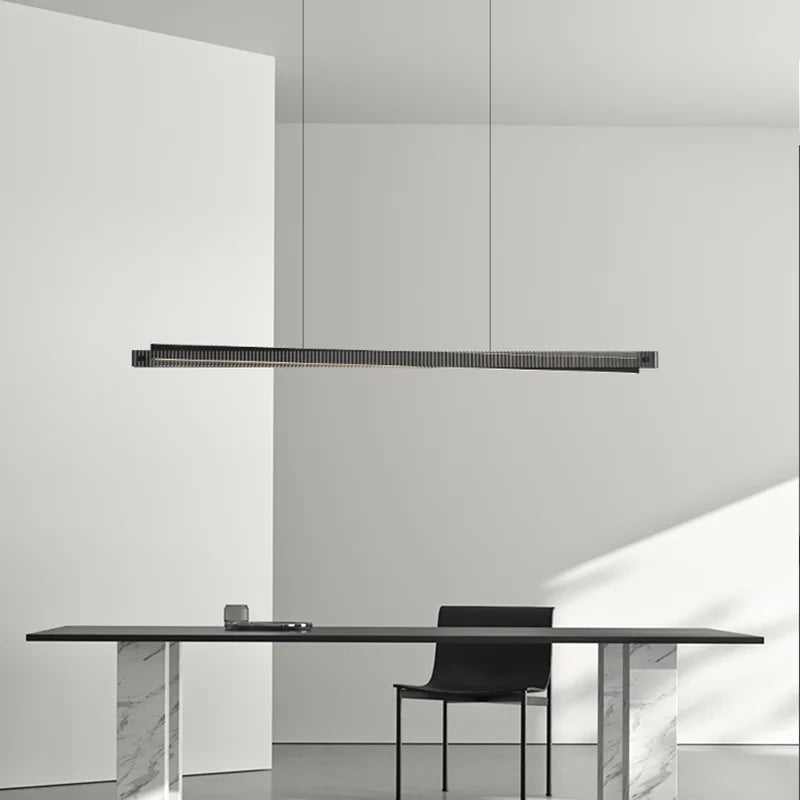 Lustre design en aluminium et en verre en forme de barre - vue 4 sur 6