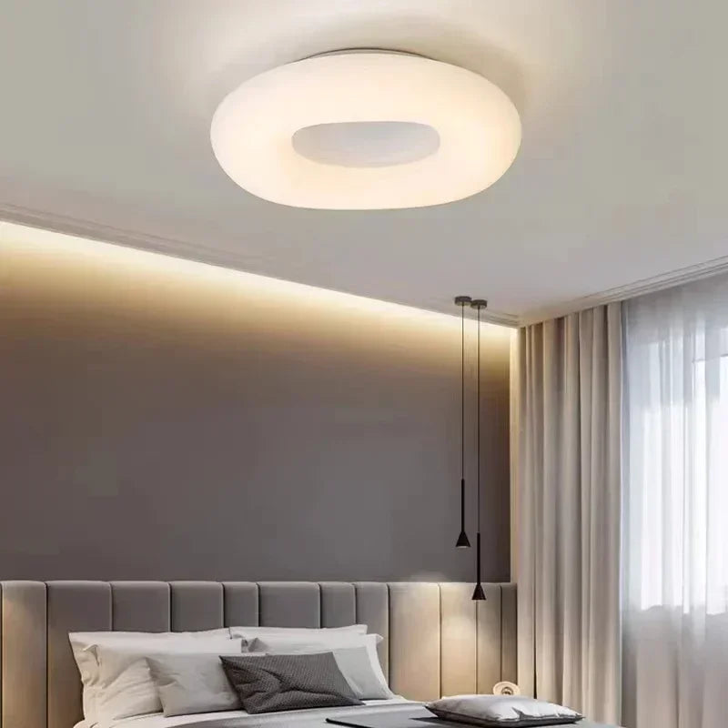 Modern minimalist acrylic eye protection pendant light, living room, bedroom, circular LED indoor lighting - vue 5 sur 18