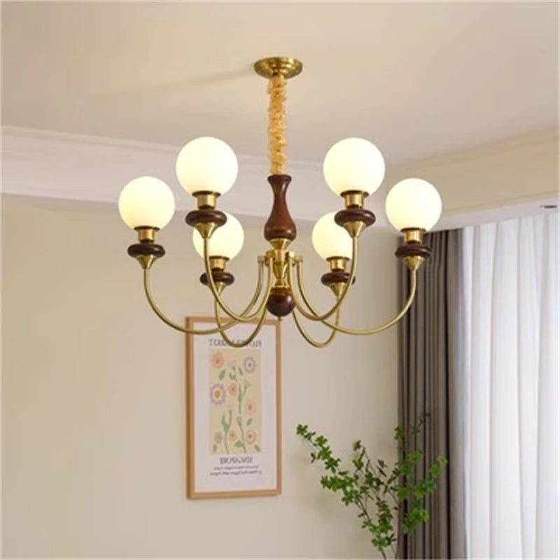lustre rétro en métal et verre pour intérieur élégant - vue 6 sur 8