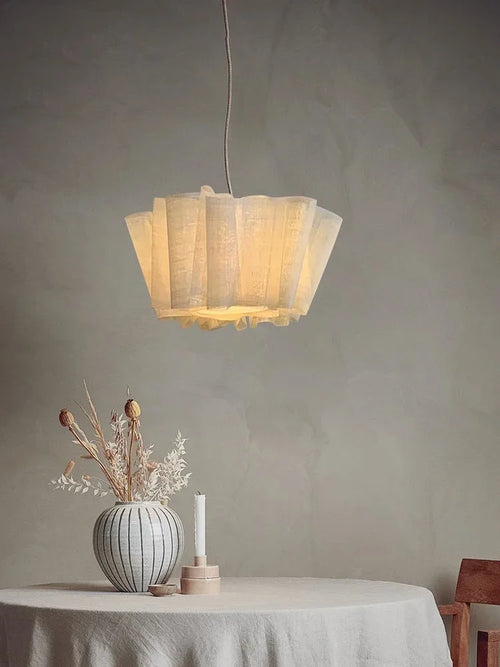 Nordique Vintage Wabi Sabi vent fait à la main tissu Led lustre B &amp; B éclairage intérieur salle à manger Bar chambre chevet suspension lumières - vue 2 sur 10