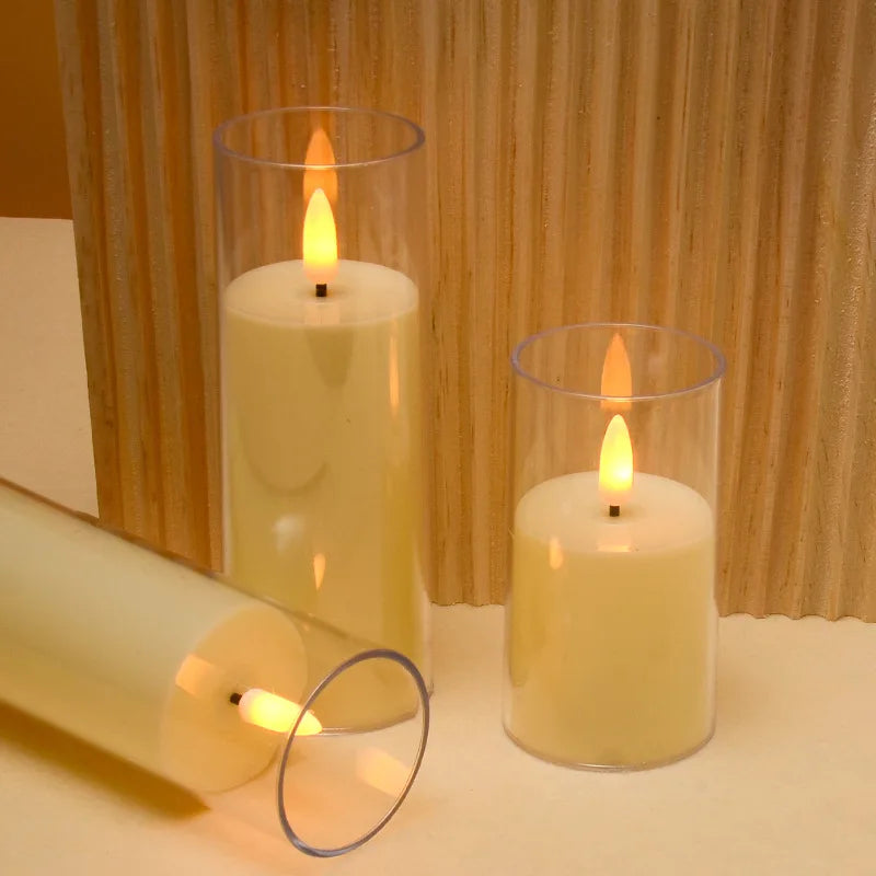 lot de 3 bougies led sans flamme pour mariage et décoration festive - vue 5 sur 9