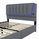 Upholstery bed, 160x200cm, bed with slatted frame (without mattress), remote control room light, bed with four drawers, adjustable