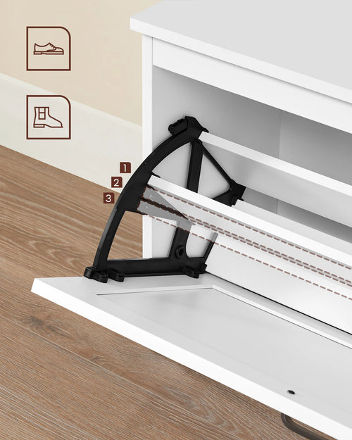VASAGLE Shoe Bench, Entrance Shoe Box with Folding Door, Adjustable Interior Divider, with Cut-out Side Handles, 80 x 30 x 46 cm - vue 6 sur 7