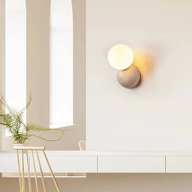 Applique murale led style grotte pierre rond créatif nordique - vue 5 sur 7