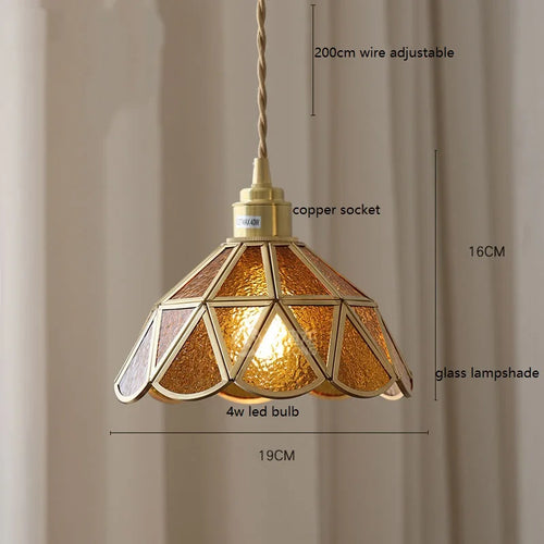 Nordic vintage handheld lamp with coloured glass and copper - vue 13 sur 29