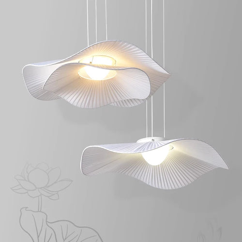 Nordic minimalist cream fabric Wabi Sabi LED pendant light for living room, bedroom, home decor or loft - vue 4 sur 10