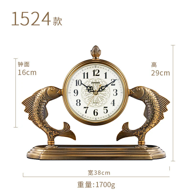 horloge de table européenne en métal plaqué cuivre élégant design luxe - vue 18 sur 18