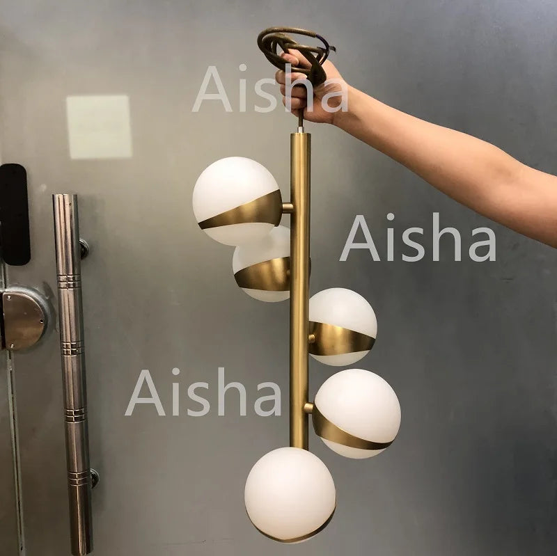 lustre nordique en cuivre design pour éclairage intérieur créatif - vue 5 sur 6