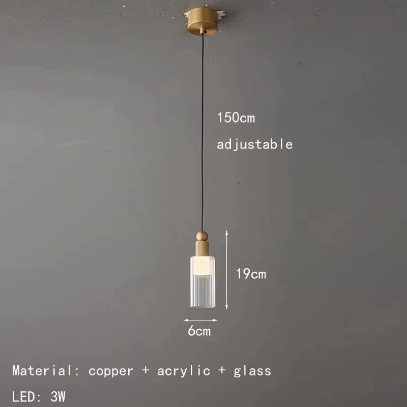 suspension moderne en verre et cuivre avec cordons interchangeables - vue 8 sur 8