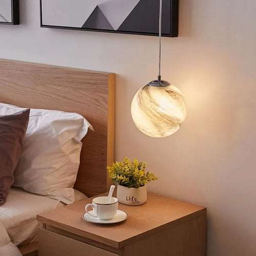 lustre créatif led boule de verre pour chambre d'enfants