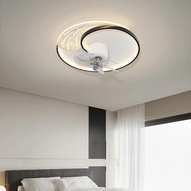 plafonnier moderne avec ventilateur et éclairage intelligent mobile - vue 5 sur 8