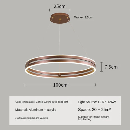 Modern circular chandelier for creative and minimalist interior decor - vue 15 sur 15