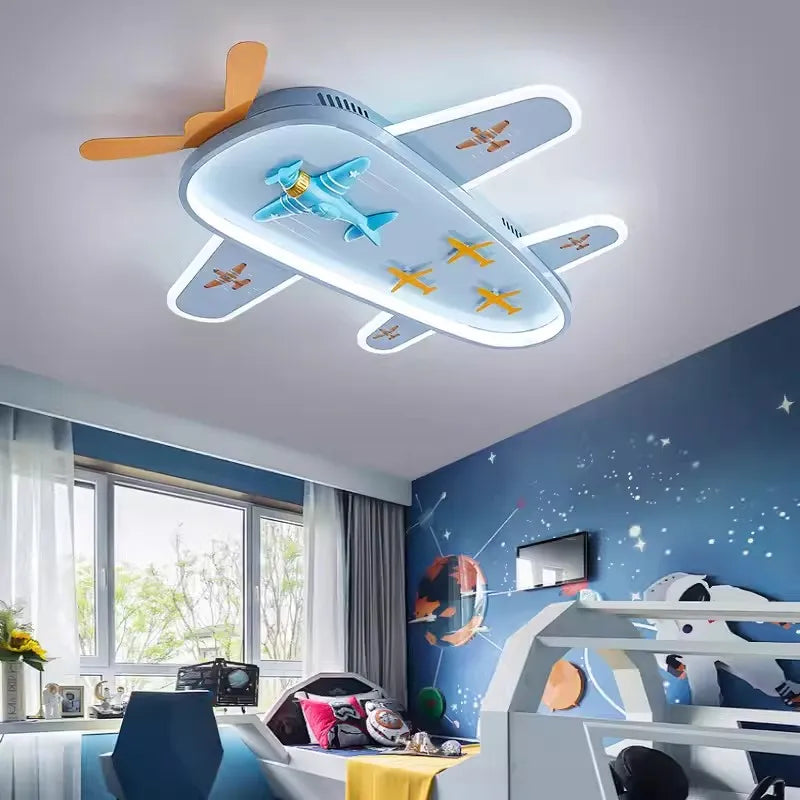 lustre avion dessin animé pour chambre d'enfant protection des yeux - vue 4 sur 7
