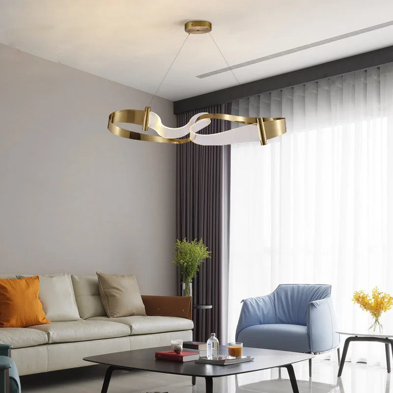 2024 Modern Design Ribbon LED Chandeliers Lighting For Living Room Study Bedroom Restaurant - vue 5 sur 8