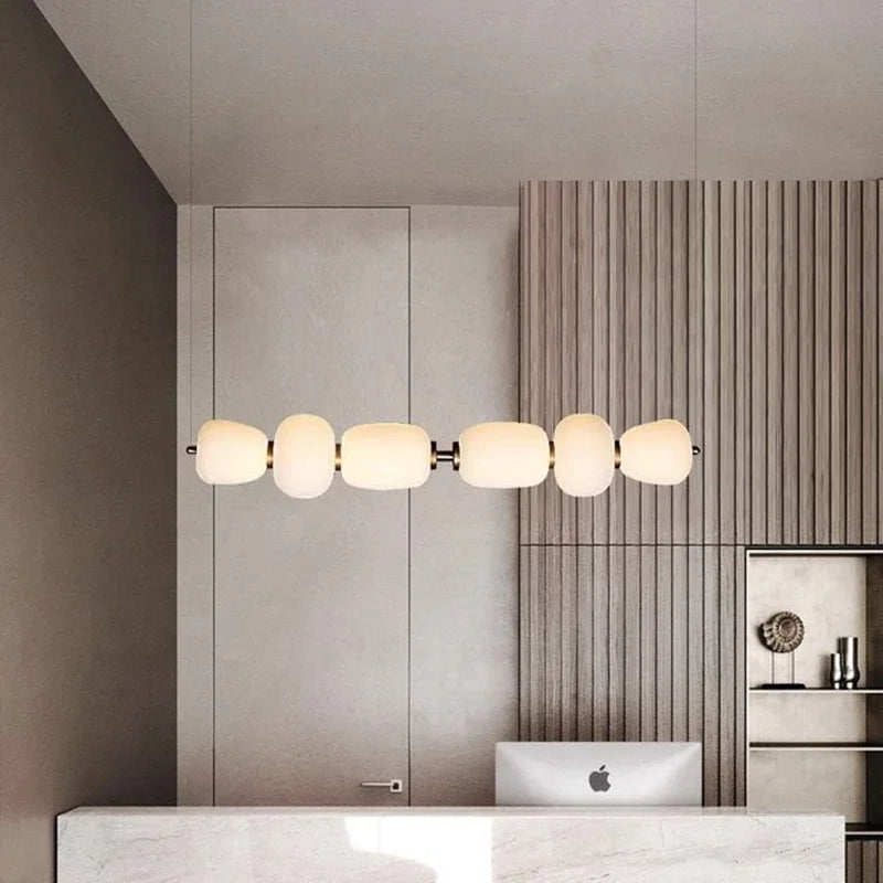 suspension moderne en verre laiteux pour intérieur élégant - vue 6 sur 12