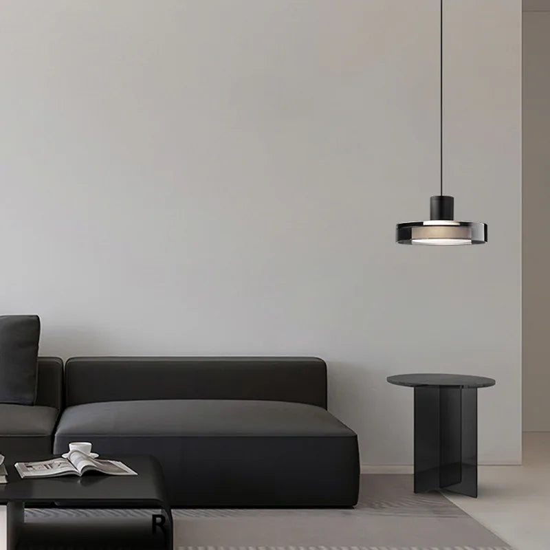 suspension ronde en verre design moderne fil réglable 3000k - vue 5 sur 7