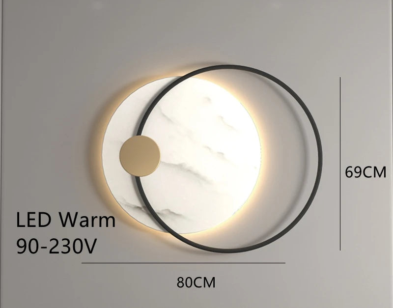 Applique murale LED moderne en métal noir avec marbre - vue 4 sur 8