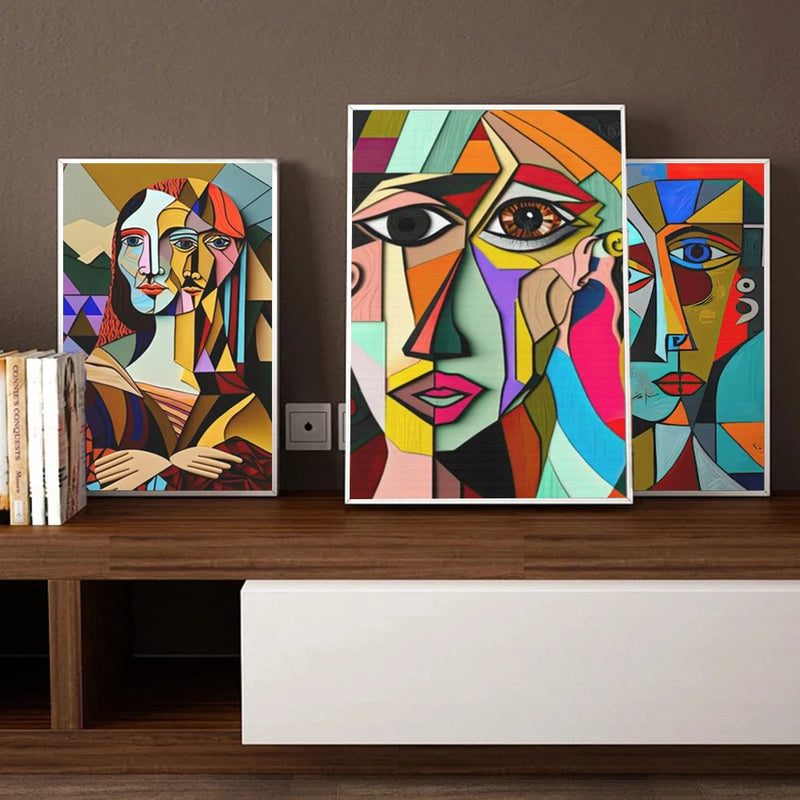 peinture abstraite cubiste style picasso pour décoration intérieure