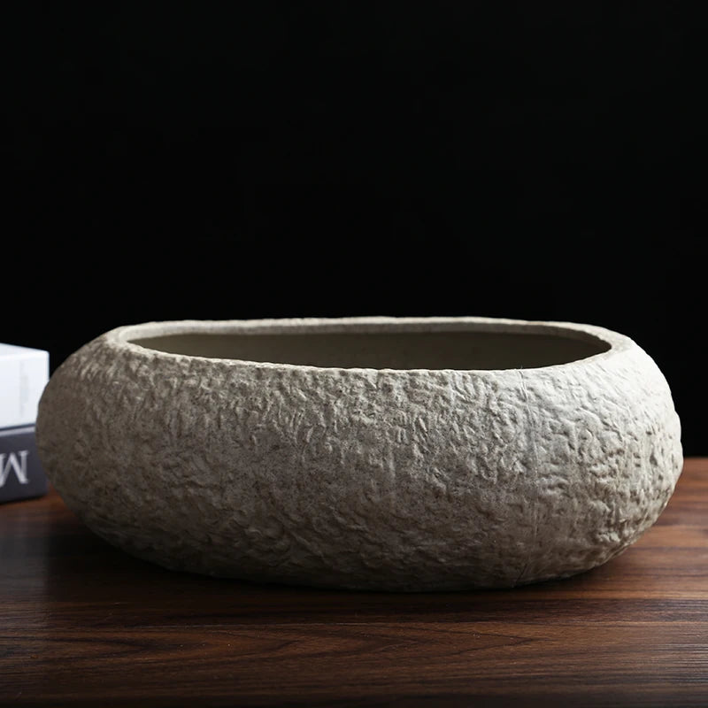 Ceramic Rock Mud Imitation Stone Tea Washing Pen Wash Tea Cups, Household Tea Set Accessories, Extra Large Basin - vue 5 sur 11
