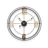 Iron Silent Wall Clock for Living Room, Simple Decoration, Metal Clock