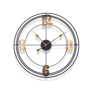 Iron Silent Wall Clock for Living Room, Simple Decoration, Metal Clock