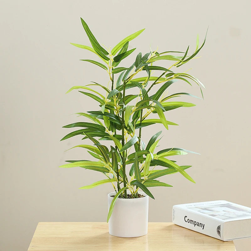 plante artificielle en pot bambou monstera pour décor bureau et maison - vue 2 sur 14