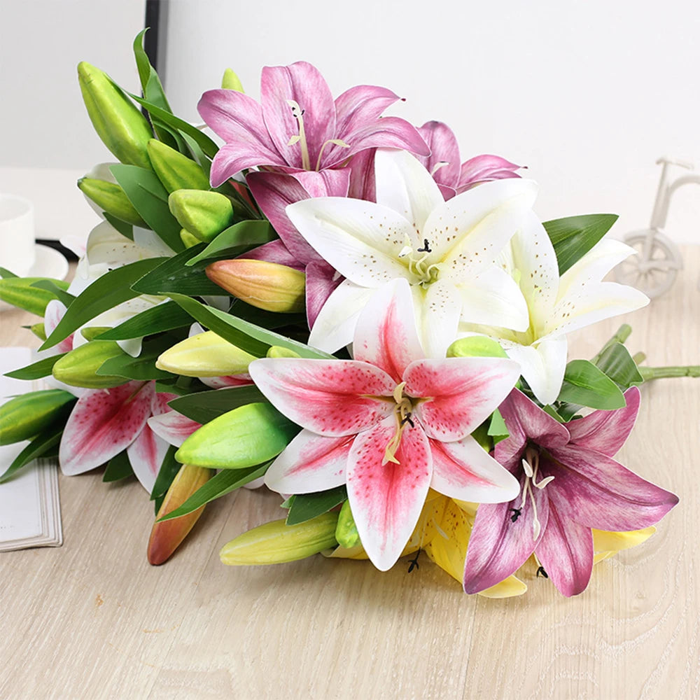 fleurs artificielles de lys pour décoration de jardin et mariage - vue 2 sur 13