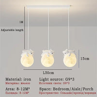 lustre led pour enfants avec ours blanc et lapin