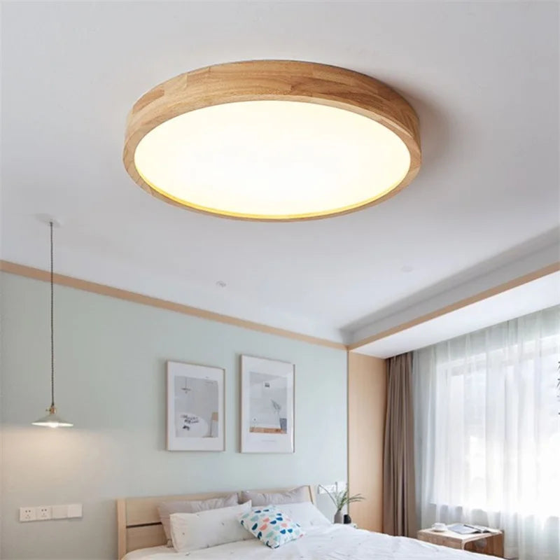 lustre en bois japonais abat-jour en verre décoration intérieure - vue 4 sur 16