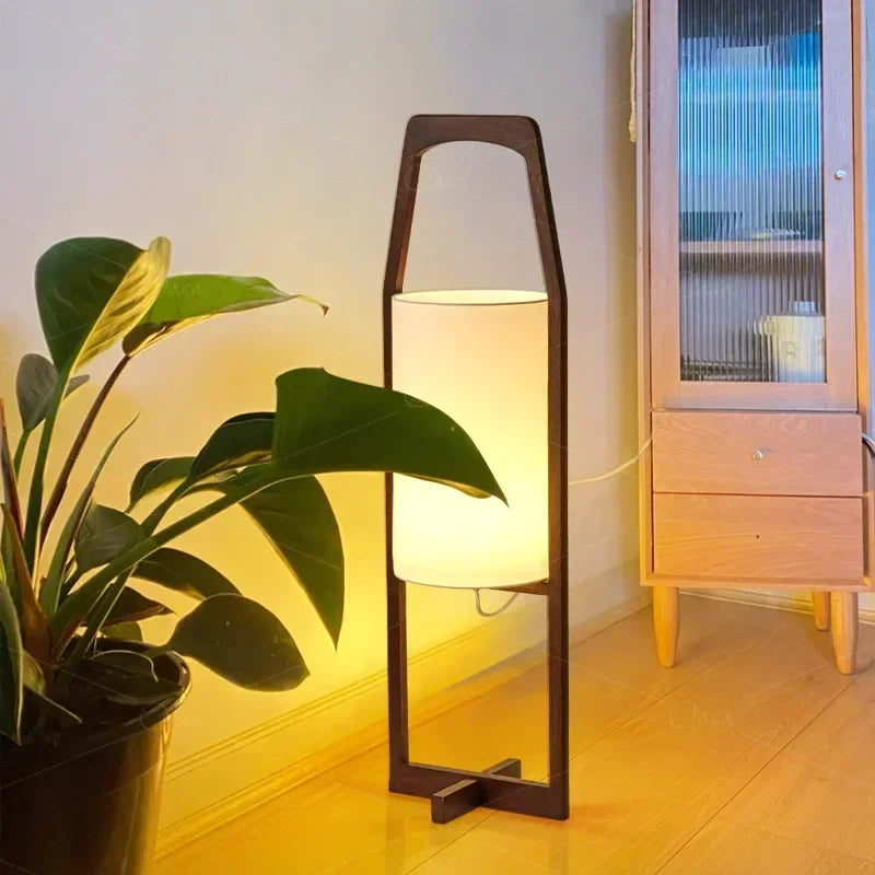 lampadaire en bois japonais wabi sabi pour décoration intérieure ambiance zen - vue 5 sur 8