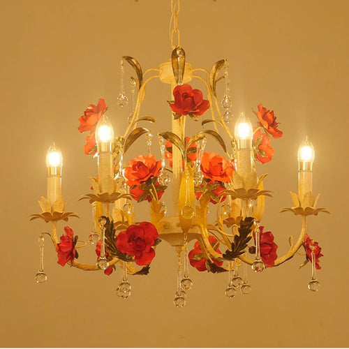 Lustre à fleur avec ampoules bougies - vue 7 sur 8